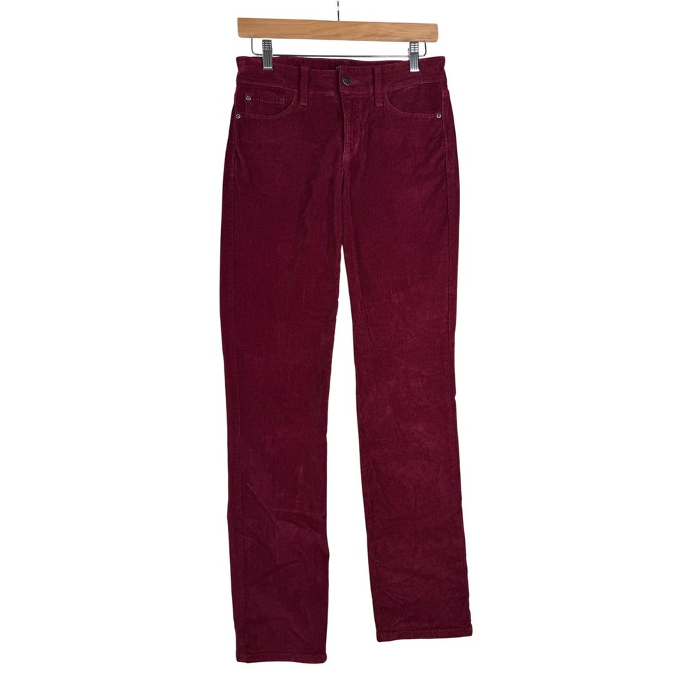 NYDJ‎ Women's Deep Merlot Marilyn Straight Corduroy Pants Size 2 LiftTuck
